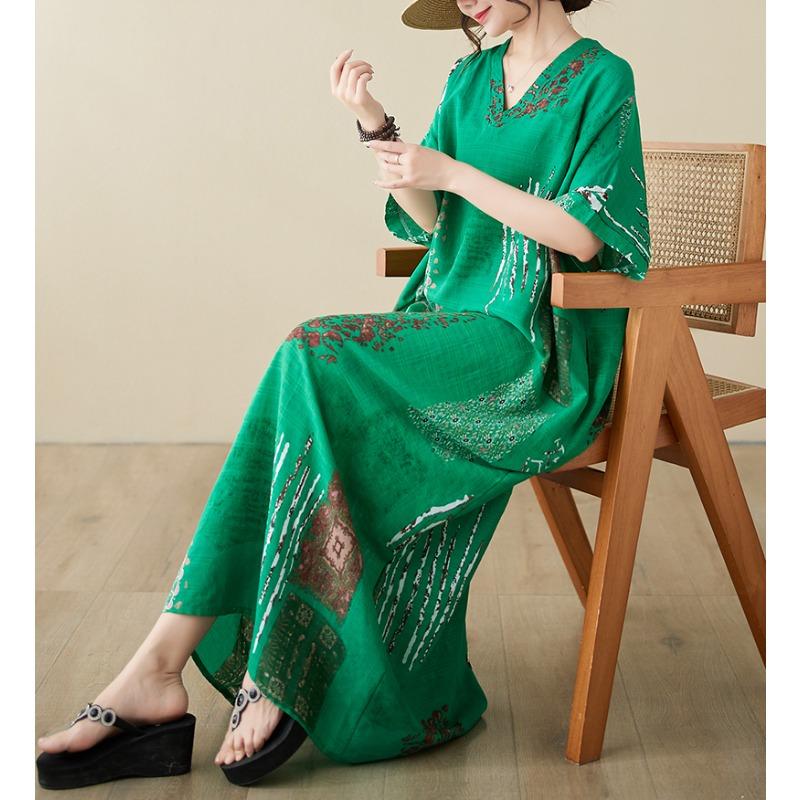 DIMANAF Women 2024 Plus Size Spring Summer Oversize Style Dress Beach Elegant Floral Long Dress Oversize Basic Loose Dress Plus Size