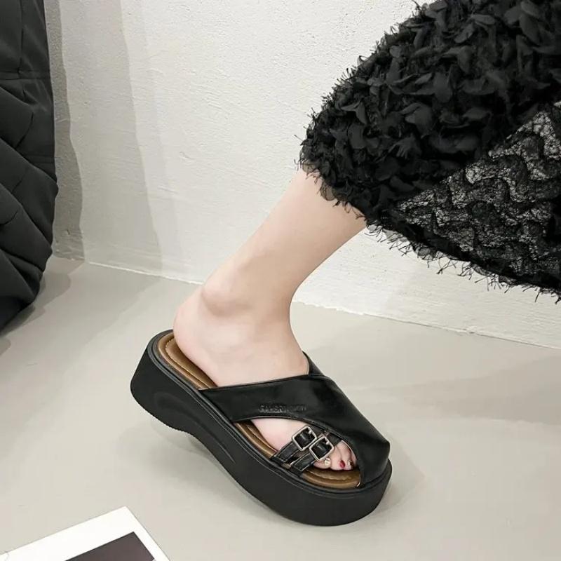 Summer Korean Baotou Half Slipper Female 2025 Temperament Non-slip Shoes Round Head To Wear All Matching Slippers