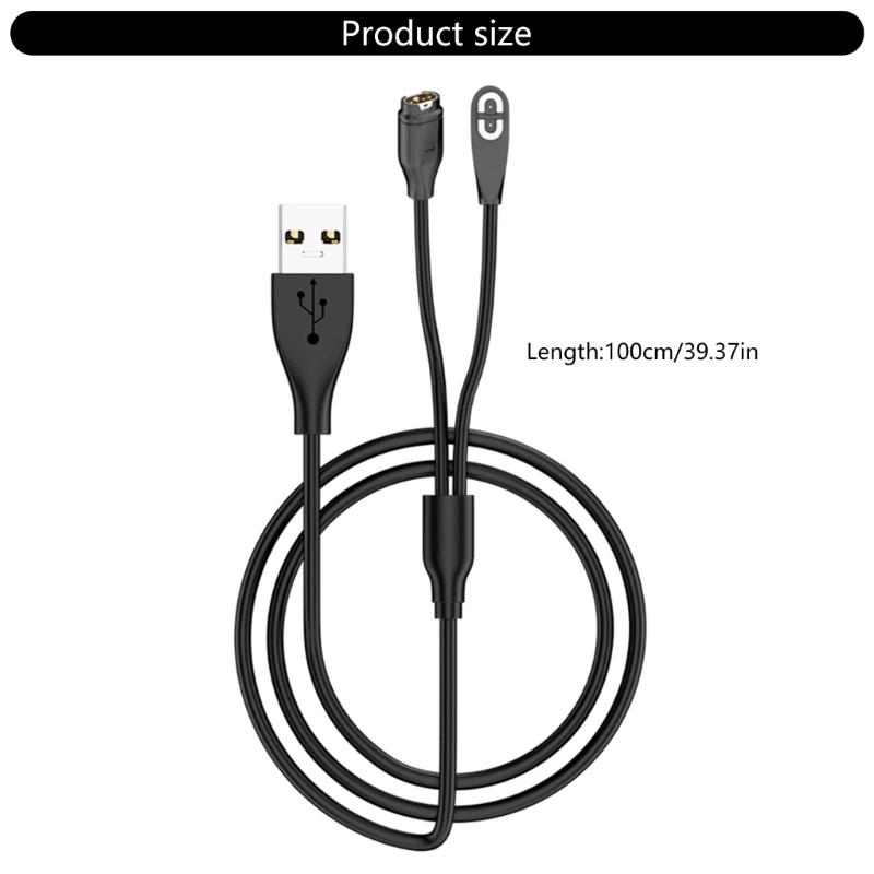 Магнитный USB-кабель для зарядки 2-в-1 для наушников с 2 контактами / для умных часов с 4 контактами Быстрая зарядка Портативный