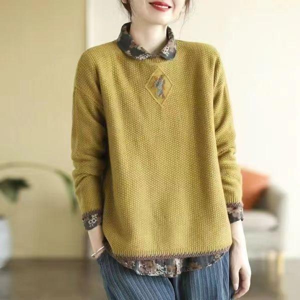 WTEMPO Женский вязаный свитер, зимний свободный свитер больших размеров с круглым вырезом