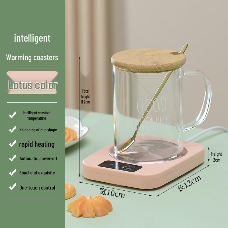 55° Heated Insulating Ceramic Mug with Coaster - Keeps Drinks Warm