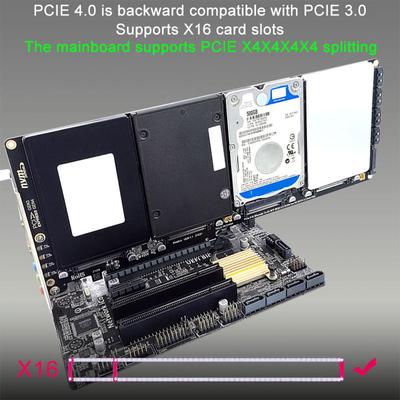 4-портовый интерфейс NVMe PCIe X16 карта преобразования Поддержка материнской платы PCIe X4x4x4x4 Разветвитель U.2 PCIe адаптер со светодиодным индикатором