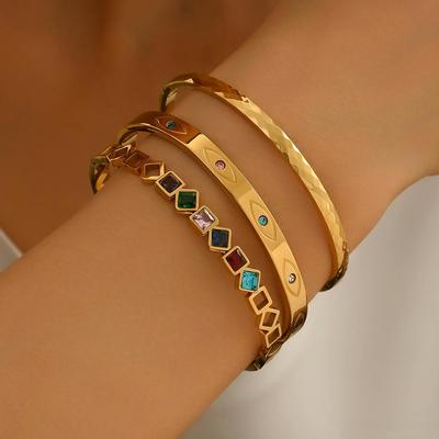 Женский высококлассный браслет-гвоздь из титановой стали с цирконом - Не тускнеющий и открытый дизайн