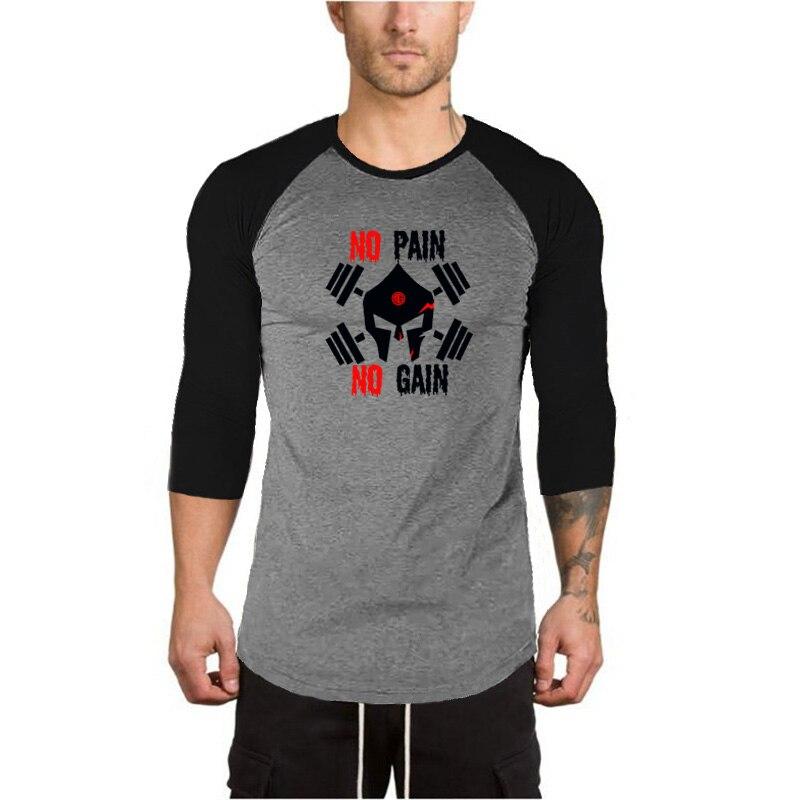 Muscleguys Новая мужская летняя универсальная хлопковая футболка с короткими рукавами и круглым вырезом, рукавом три четверти