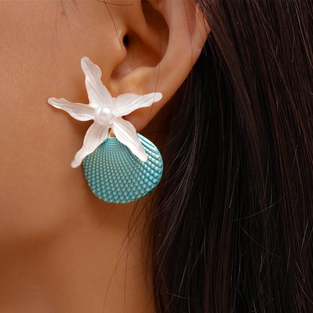 Scallop Starfish Stud Earrings Bohemian Starfish Pendant Earrings Fashion Shell Drop Earrings Gift