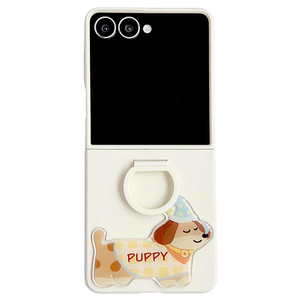 Для Samsung Galaxy Z Flip7 5G Чехол Скин Тактильный Силиконовый Кольцо ПК ТПУ Чехол для телефона с Мультяшной Наклейкой Такса