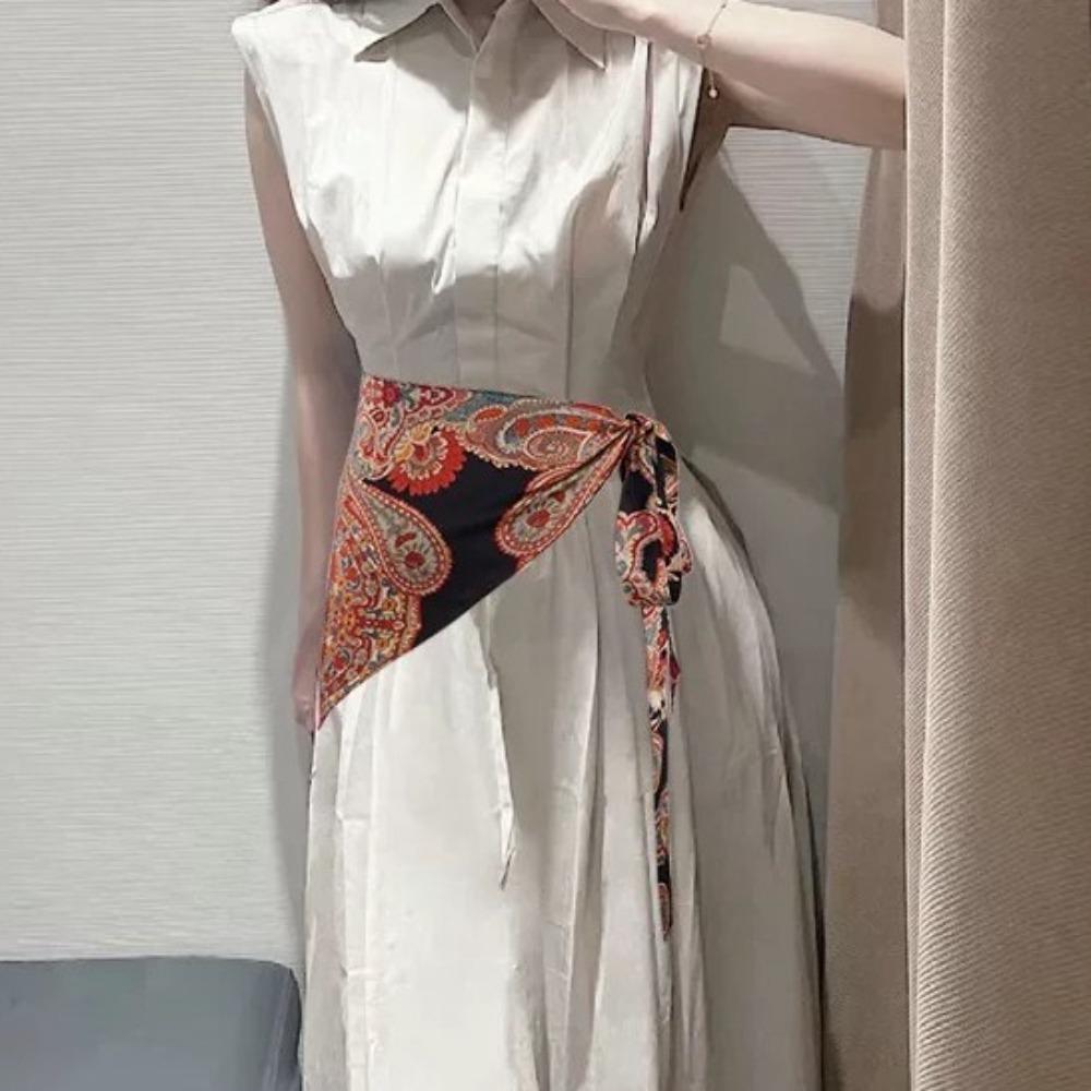Embroidered Printing Floral Triangular Belt Chinese Style Bohemia Wide Waistband Party