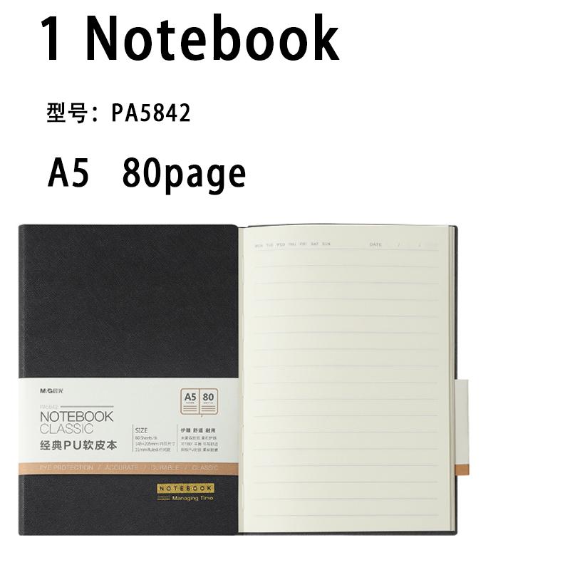 M&G A5 Notebook, 120/80-page lined notebook, smooth writing, suitable for diaries, school, and office use