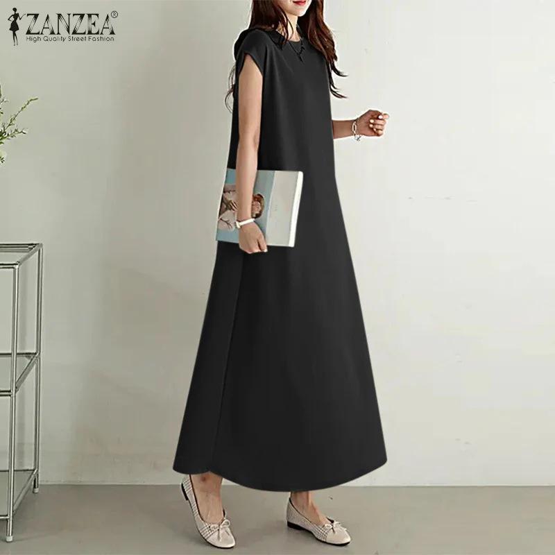 Платье 2024 года из хлопка и льна с длинными рукавами, свободными лацканами и карманами