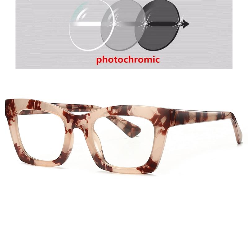 Черно-розовая квадратная оправа для близорукости, очки для женщин TR90, анти-синий луч, студенческие фотохромные очки для близорукости 0 -0,5 до -6,0