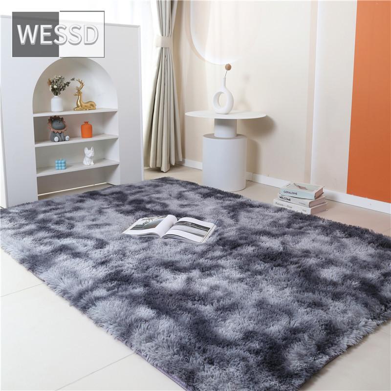 Радужный пушистый ковер для комнаты девочки, милый кавайный декор, красочный плюшевый ковер для гостиной, градиентный напольный коврик для спальни