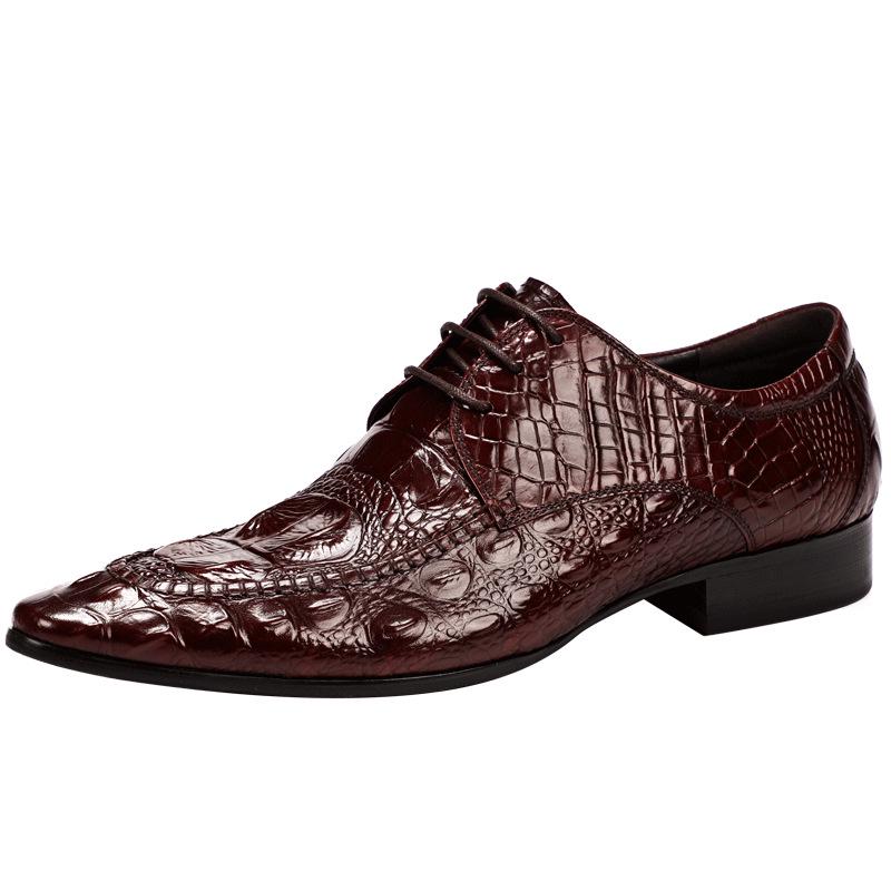 Модная мужская деловая обувь из натуральной кожи с крокодиловым узором, остроносая, мужская британская повседневная кожаная обувь большого размера 37-46