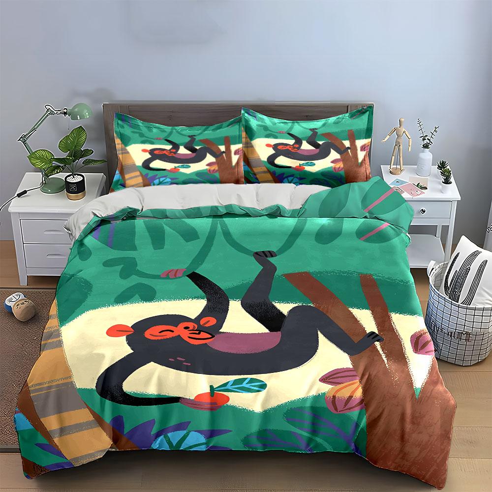Monkey on tree branches. Bedding sets Duvet cover sets Duvet covers Pillowcases(1* Duvet Cover 2* Pillowcases without duvet insert)
