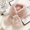 Thicken Shawl Faux Rabbit Fur Plush Neckerchief Wrap Neck Warmer Cross Scarf Solid Color