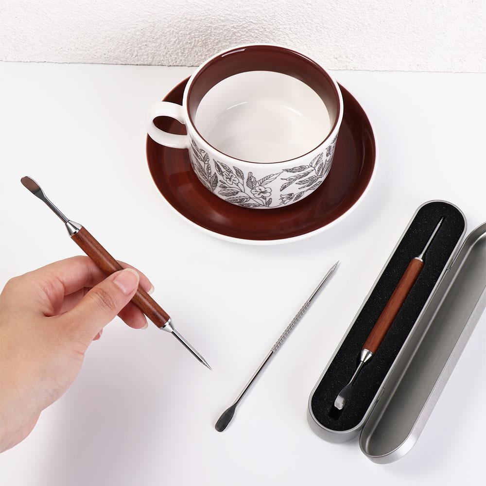 with Box Coffee Latte Art Pen with Wood Handle Espresso Accessory Coffee Art Needles  Barista