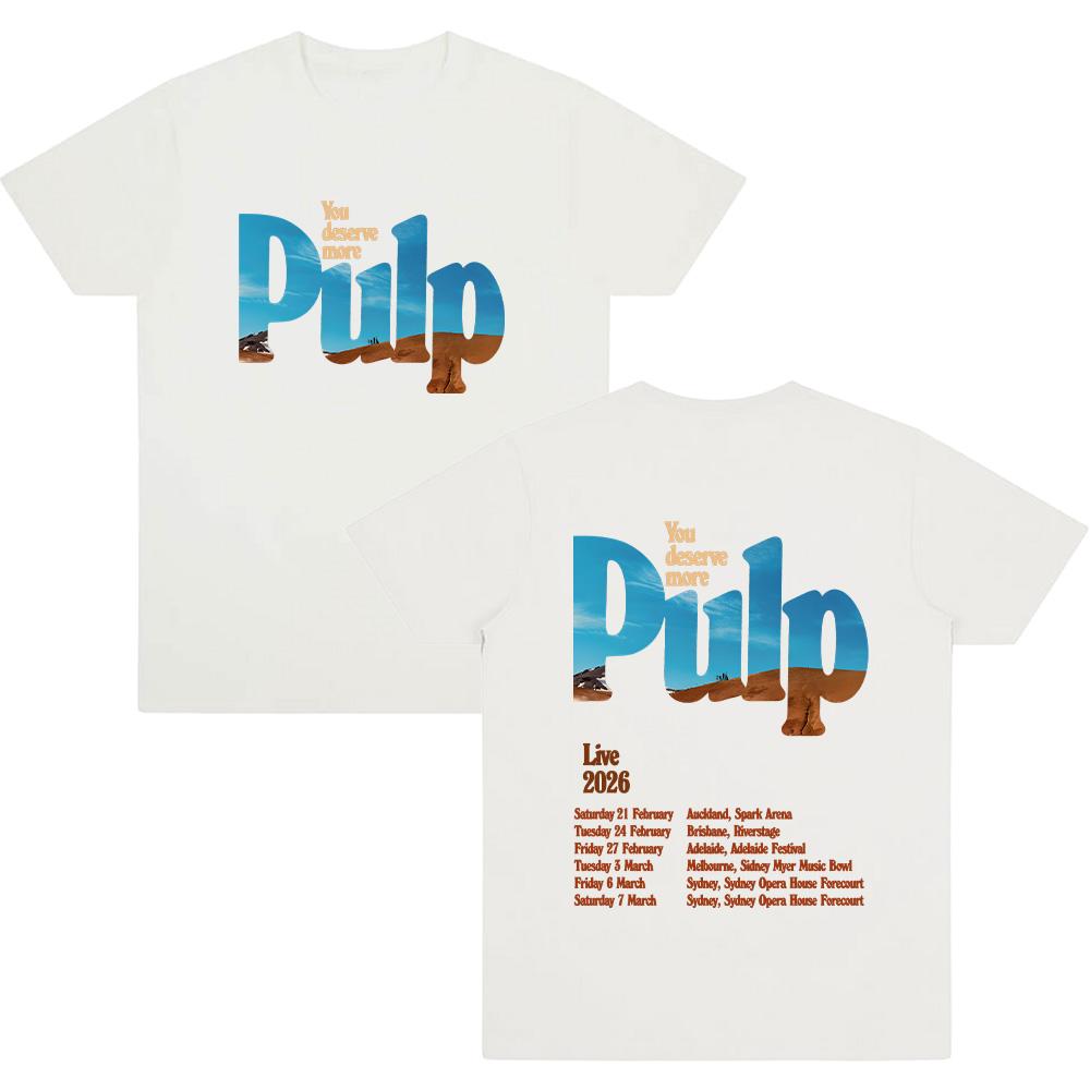 Pulp Band Live 2026 Футболки Рок-группа Печать Футболки Гранж Хип-хоп Унисекс Уличная одежда Хлопок Женщины Мужчины Футболки Высокое Качество Новые