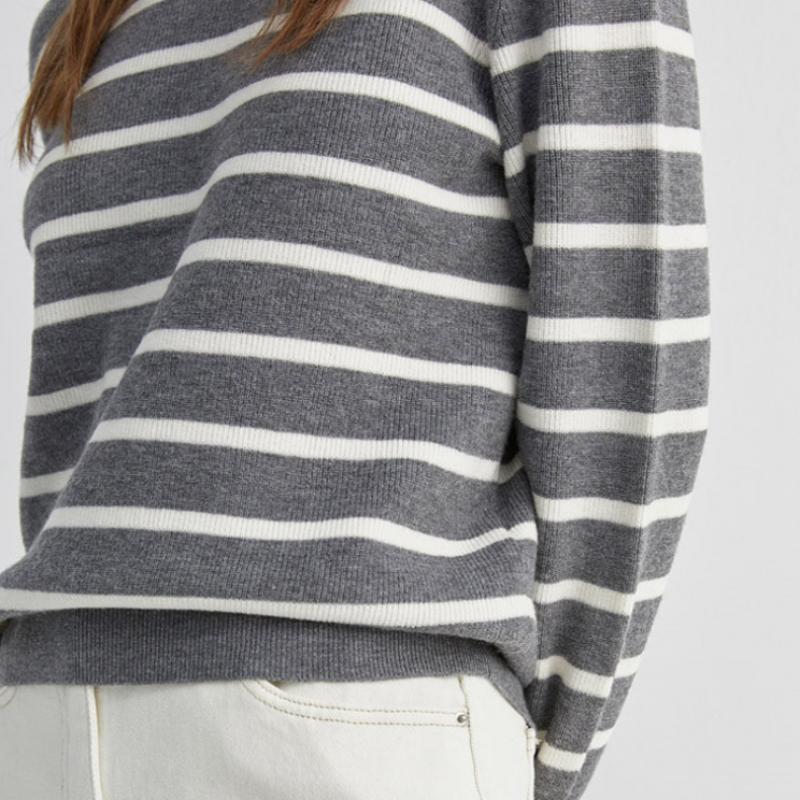  Shs Miss  Wool Stripe Round Neck Knit Sskpoo42050