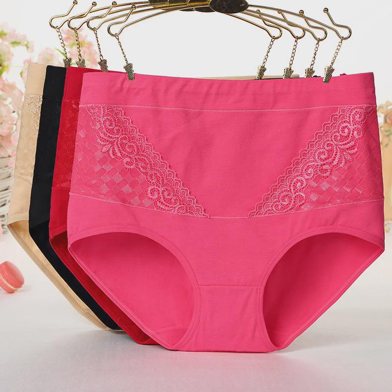 Женское нижнее белье больших размеров с высокой талией, утягивающее бедра и живот, с эластичной вставкой из хлопка