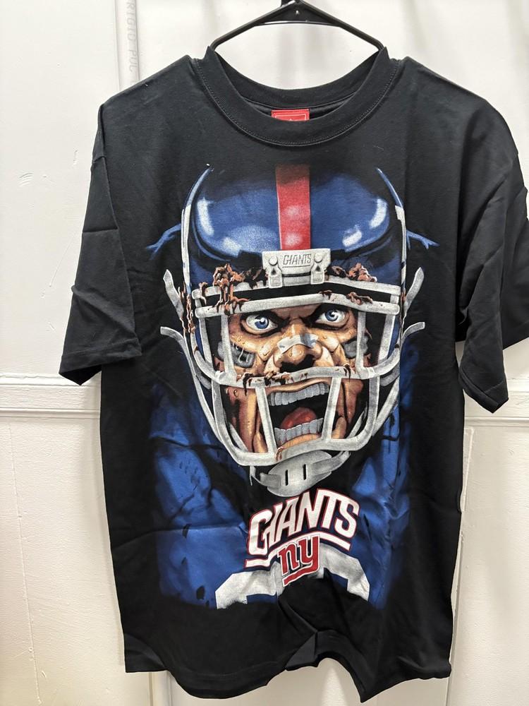 Винтажная футболка New York Giants Мужская Размер L Черная с шлемом NFL Футбольная Футболка с коротким рукавом Унисекс