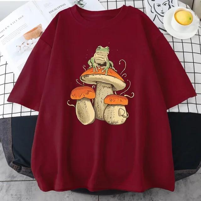 Cottagecore Aesthetic Mushroom Dark Academy Frog Новые мужские футболки в стиле хип-хоп Толстовка Летние топы из хлопка Мужская одежда больших размеров