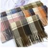 Plaid Scarf Women's Autumn and Winter New Retro Shawl Imitation Cashmere Warm Fringed Scarf