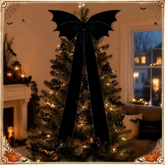 Three Dimensional Bat Ornaments Halloween Bow Garden Decor, Christmas Tree Topper Hanging Ornament Indoor Outdoor Festive for Party, Spooky