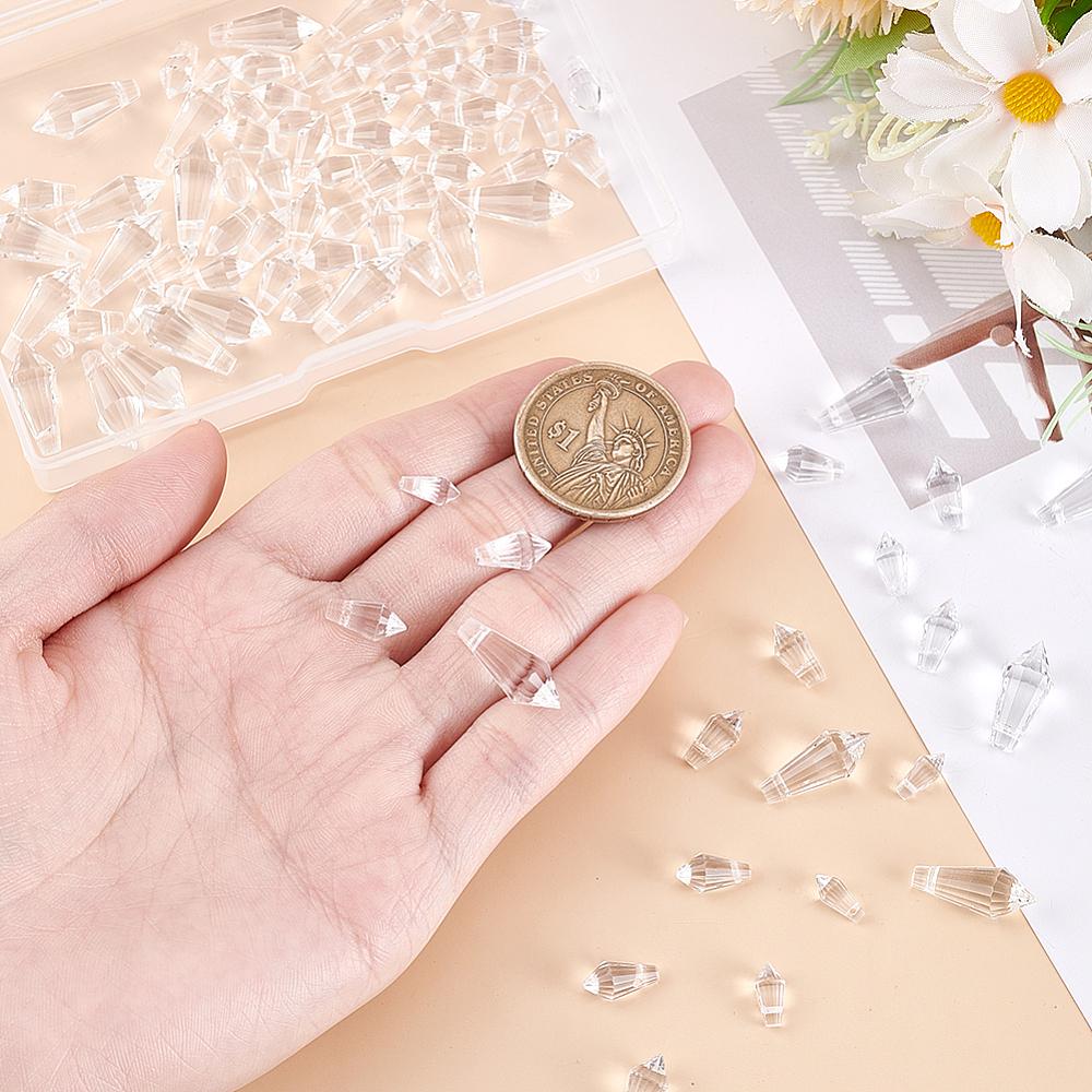 1set 120pcs 4 styles Transparent Glass Beads Bullet Clear 9~20x4~8mm Hole: 0.9~1.2mm 30pcs/style