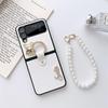 Милый чехол для телефона с кольцом на палец и жемчужной цепочкой для Samsung Galaxy Z Flip 4 3, чехлы с украшениями из мультфильма медведя для Z Flip3 Flip4 5G