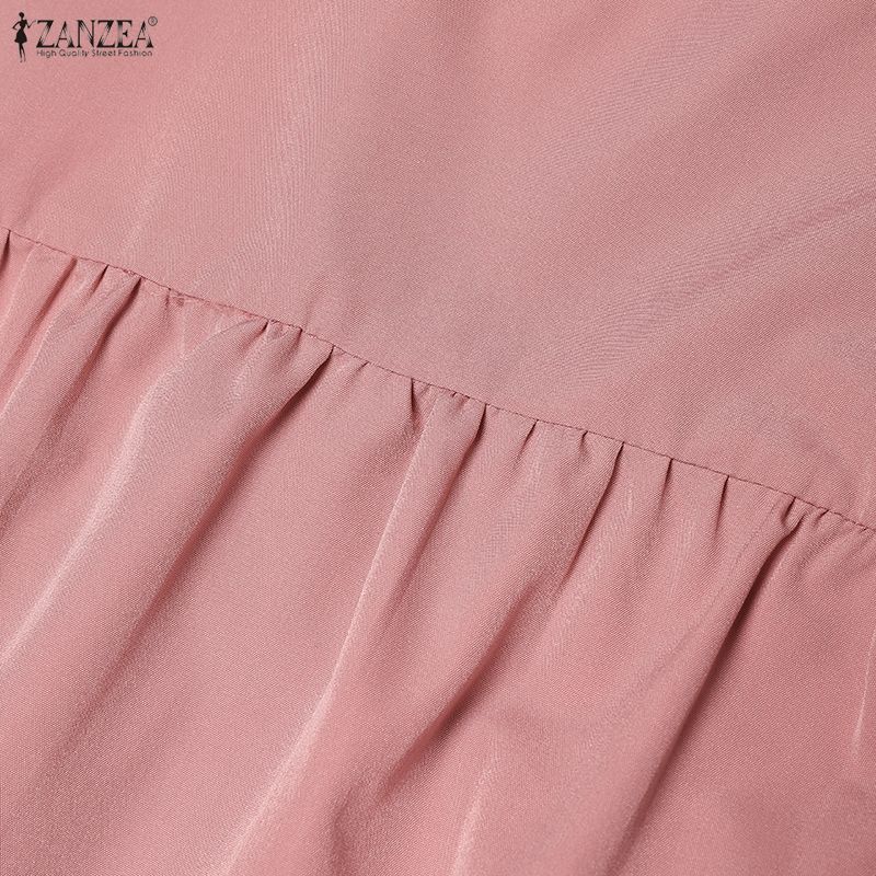 ZANZEA Женская повседневная однотонная блузка с v-образным вырезом и рукавами 3/4