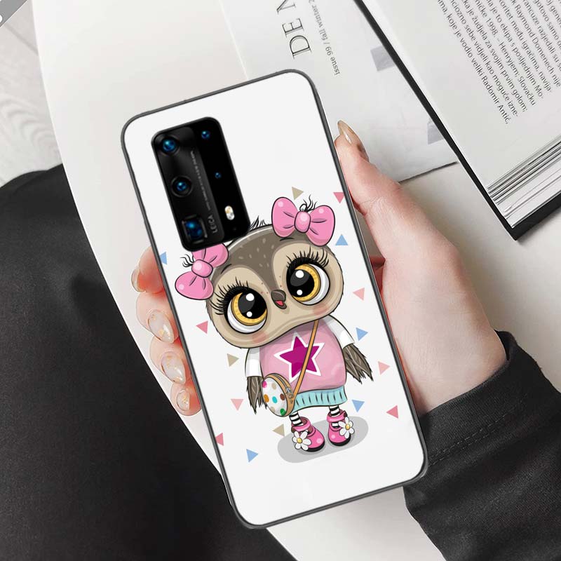 New Cute Owl Hearts Lover Christmas Phone Case For Huawei Mate 40 30 20 Pro 10 Pro Huawei P50 P40 P30 Lite P20 P10 Lite Cover