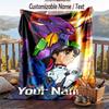 Custom Text Flannel Throw Blanket, Lightweight Cozy Bed Sofa BlanketNeon Genesis Evangelion