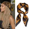 70Cm Square Luxury Leopard Print Soft Satin Scarf Ladies Headband Small Hair Scarves Band Female Handkerchief Bandana Foulard