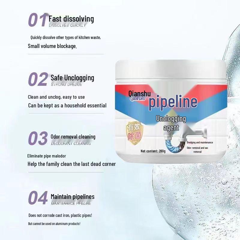 Новичок 0.01 Средство для прочистки труб – Быстрорастворитель кухонного жира, Высокоскоростное средство для очистки канализации, Пузырьковый порошок (2 банки)