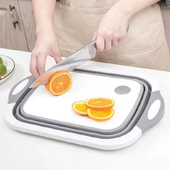 Folding Cutting Board with Deep Groove Design Anti-mildew Non-slip Easy To Clean Multifunctional Drainer Basket