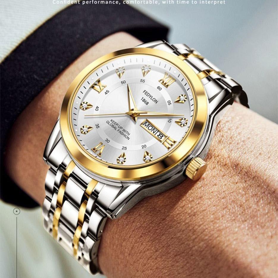 Водонепроницаемые новые мужские часы с английским двойным календарем и светящимися кварцевыми часами