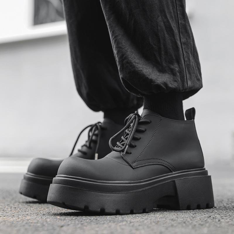 Мужская мода панк-рок ботинки на платформе шнуровка оригинальная кожаная обувь ковбойские осенне-зимние ботинки крутые стильные ботильоны hombre