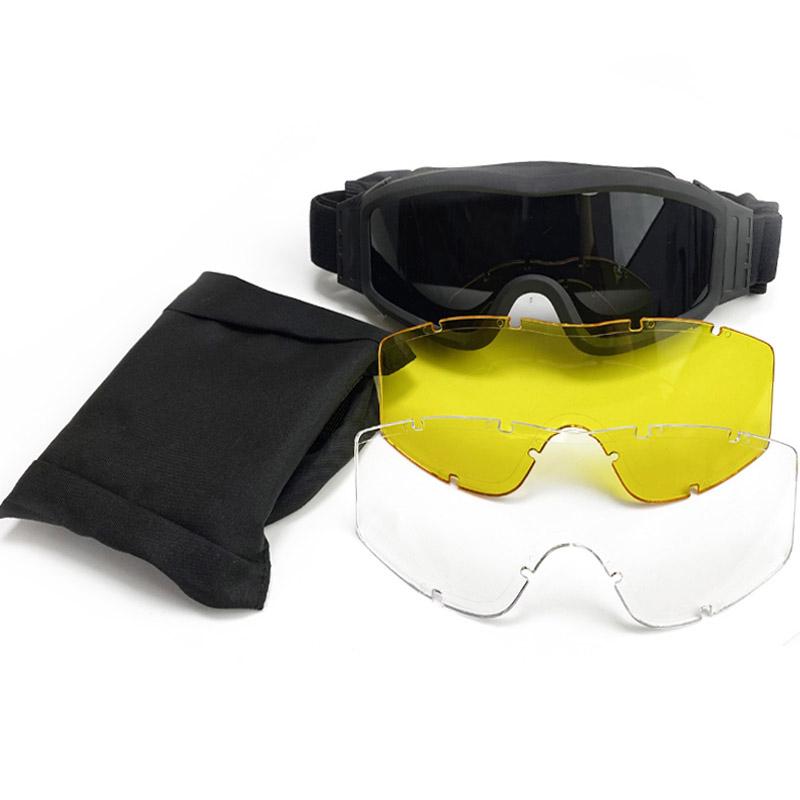 Тактические очки, военные солнцезащитные очки для стрельбы, 3 линзы, армейские очки для страйкбола, пейнтбола, мотоцикла, ветрозащитные очки для военных игр