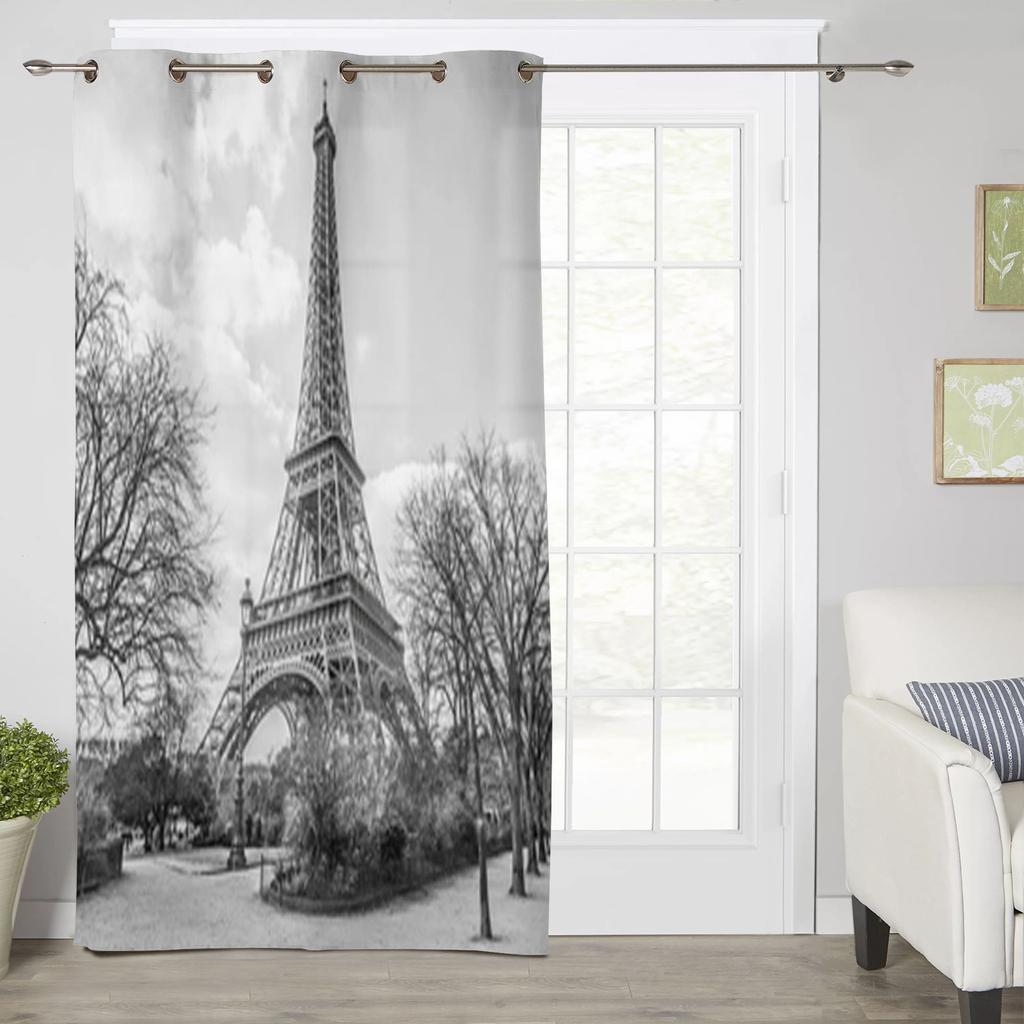 Eiffel Tower Window Curtains For Living Room Luxury Bedroom Decor Drapes Kitchen Window Treatments Curtains
