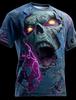 Halloween Men's Optical Illusion 3D Skull Zombies Print T-Shirts Street Men Women Short Sleeve T-Shirt Horror Party Boy Clothing