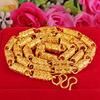 Sand Gold Men's Necklace Fashion Money Cylinder Solid Chain Brass Gold Plated Jewelry
