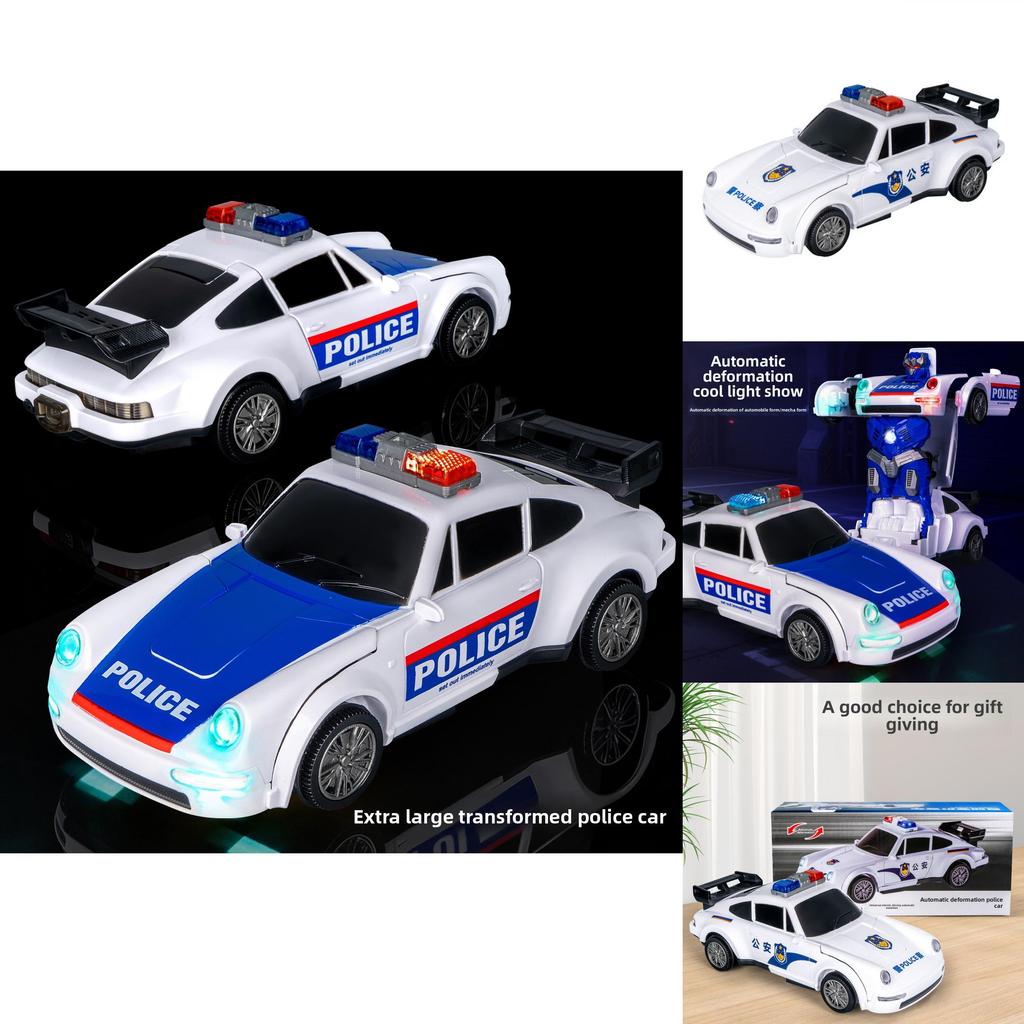 Electric Large Police Car Model With Sound Light And Auto Transformation For Kids Play