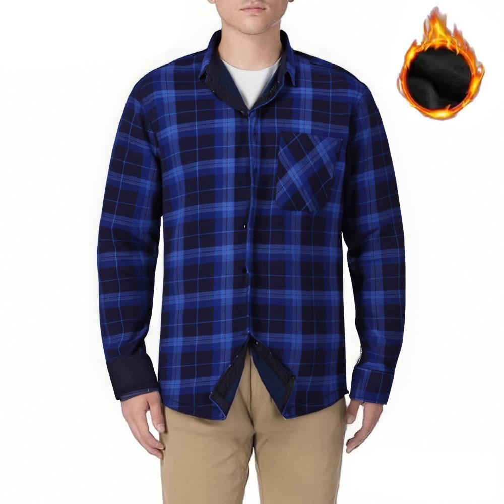 Американский размер Мужская рубашка с длинным рукавом Осень Зима Теплая Плюс Флис Утолщенная Клетка Большой размер Мода Не требующая глажки