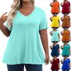 Womens Plus Size Tops Shorts Sleeve Shirts V Neck Casual Clothing Clothes Printed Tops