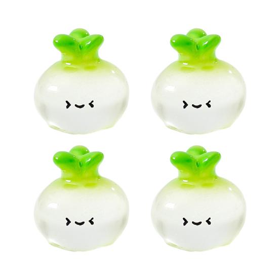 4Pcs Mini Resin Vegetable Figurines Cute Car Dashboard Decor, Adhesive Mounted Resin Car Interior Decorations for Women, Mini Dashboard Ornaments