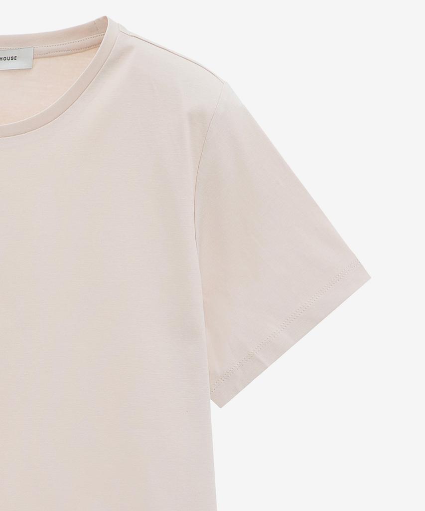 BASIC HOUSE Women'S Cotton Modal Crew Neck Short Sleeve T-Shirt Beige Lzts3212