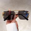 Vintage Rimless Sunglasses Men Women Fashion Oversized Square Shades Eyewear New Double Bridge Gradient UV400 Sun Glasses