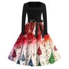 Women's Fashion Square Neck Casual Slim Christmas Printed Long Sleeve Dresses