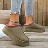 New Snow Boots Women Winter New Cashmere Warm Thick Soles Without Heel-covered Half Slipper Cotton Shoes Cashmere Warm Boots