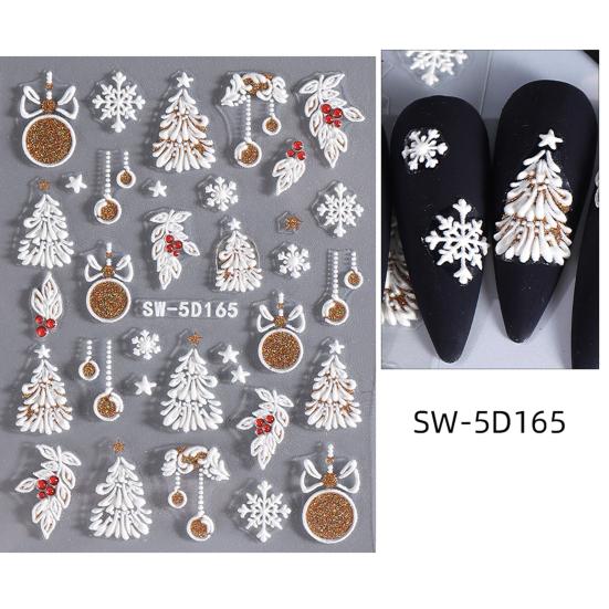 1 Sheet Christmas Nail Art Sticker Waterproof 3D Embossment Santa Claus Snowman Elk