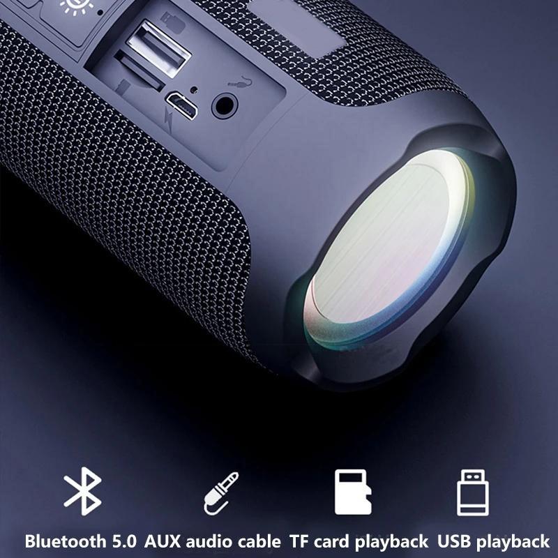 TG227 Portable Bluetooth Speaker Wireless Bass Subwoofer Waterproof Outdoor Column Boombox Stereo Loudspeaker Music Center FM TF